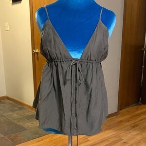 Zara Olive Green Elastic Waistband Shirt